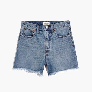 Madewell Mom Jean High Rise Frayed Raw Hem Cut-off Shorts Festival Summer 26